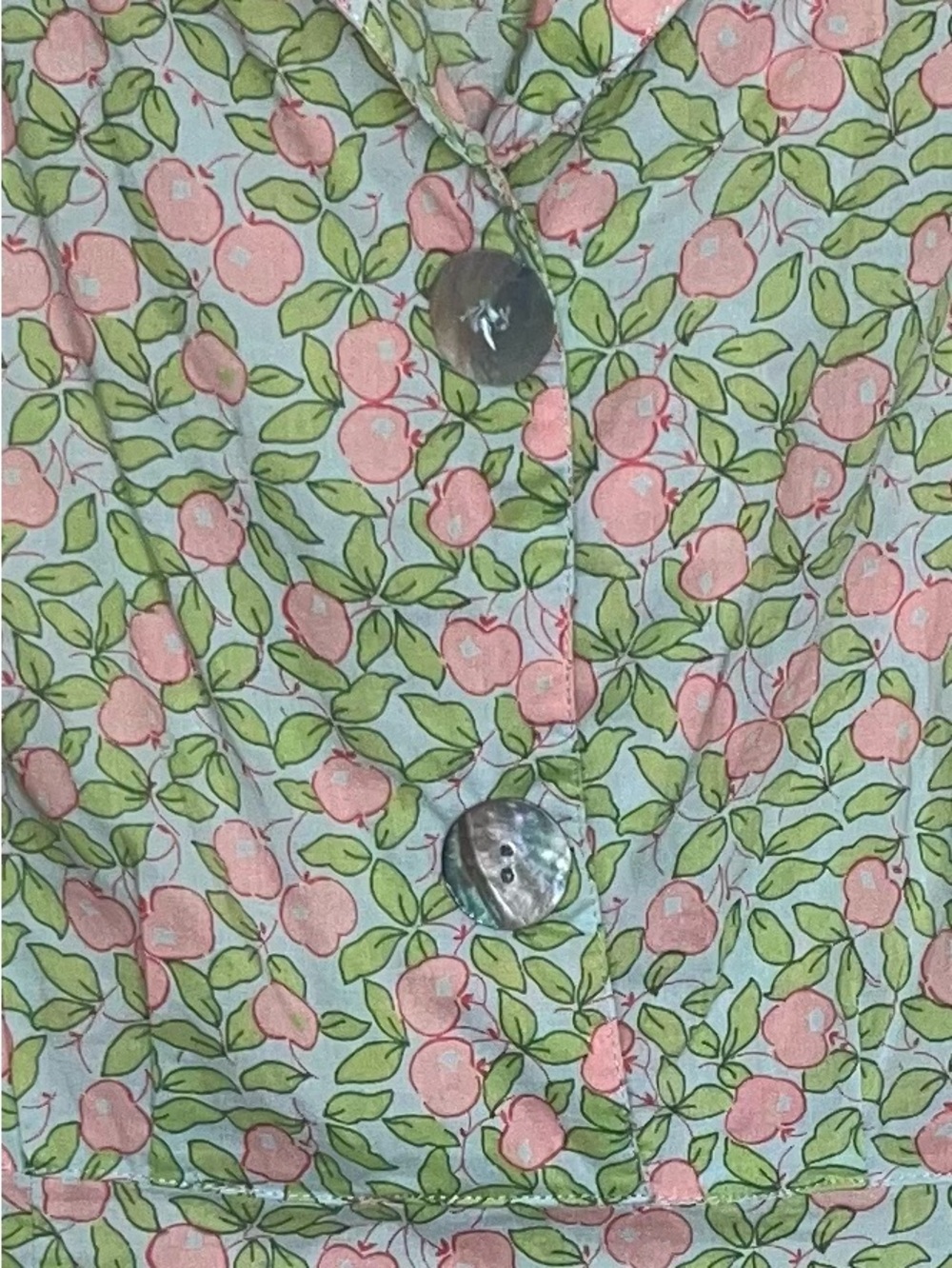 April Cornell Y2K Green Pink Apple Print Cotton Midi Dress Cottagecore Prairie S - Picture 4 of 9